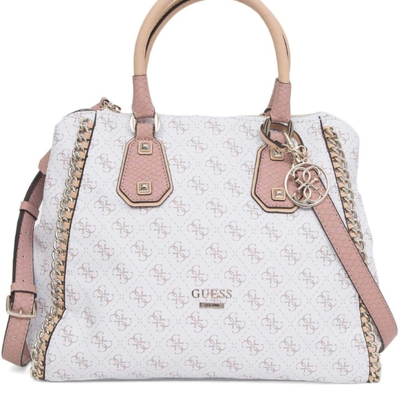 Guess Handbags - White Leather Printed Guess Tote Handbag